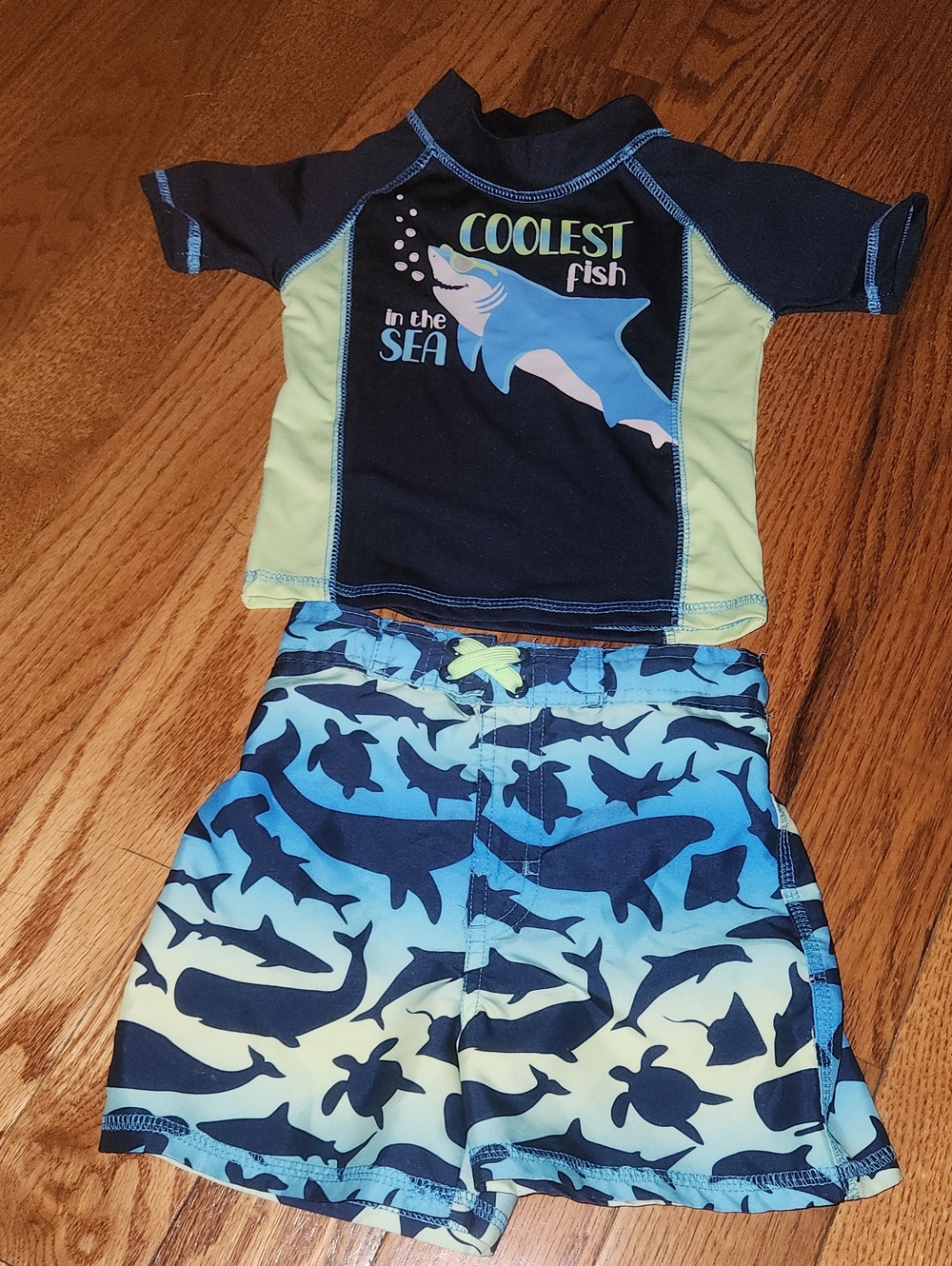 Boys Navy & Lime 'Coolest Fish' Rashguard Swim Set